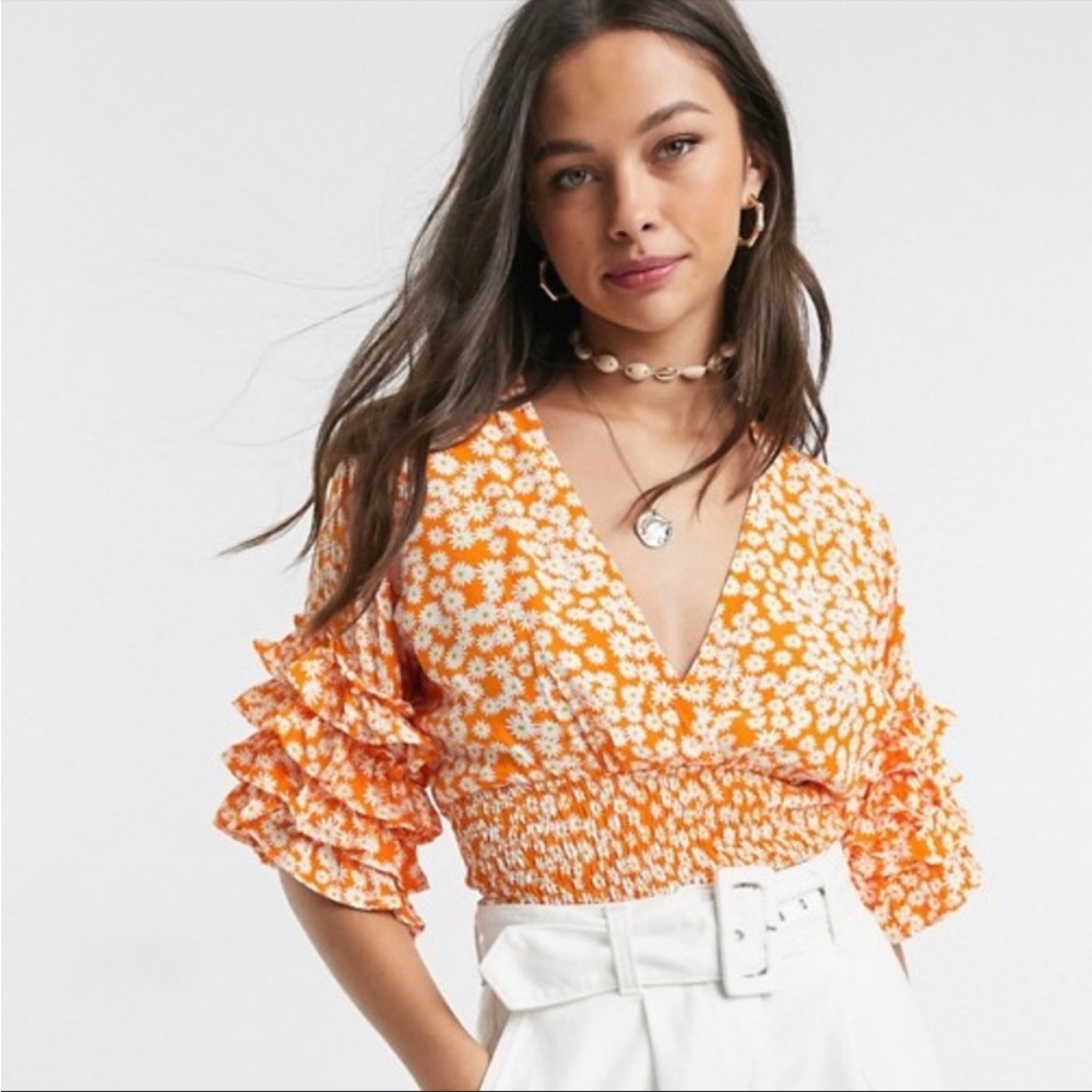 Faithfull the brand gisela top dusty floral orange